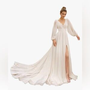 Chiffon, Long-sleeved, flowy dress